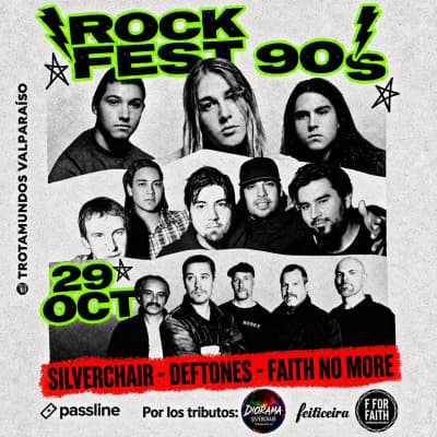 Flyer de Rock Fest 90s: tributos a Deftones, Faith No More y Silverchair