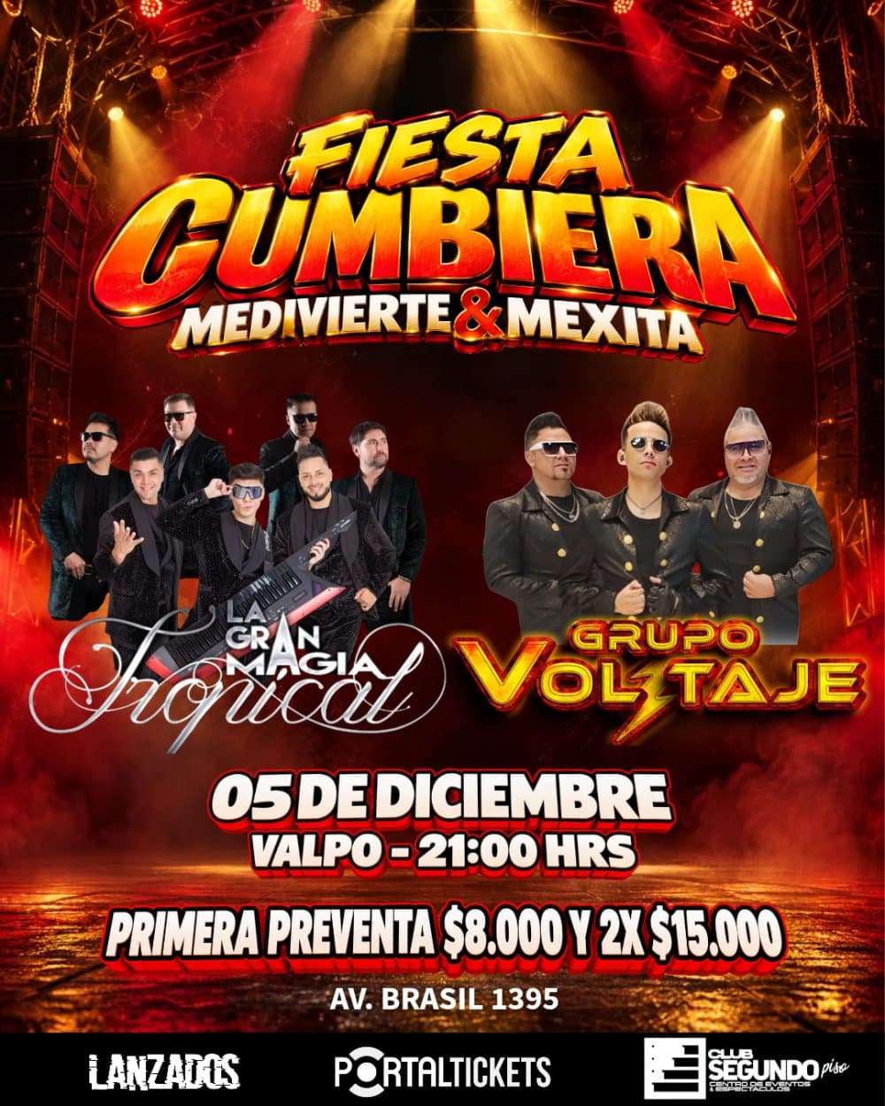 Flyer de FIESTA CUMBIERA MEDIVIERTE & MEXITA - CLUB SEGUNDO PISO - 05 DE DICIEMBRE 2026